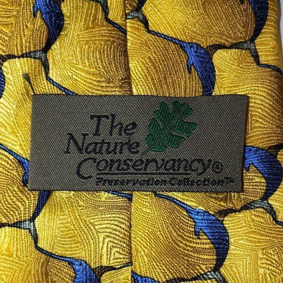 The Nature Conservancy Gold Yellow Royal Navy Blue Swordfish Silk Tie - Picture 3 of 7
